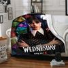 1Pc Wednesday Addams Returns Flannel Blanket, Soft And Comfortable, Casual Warm, Camping Travel, Christmas, Halloween Xmas Gift L1386