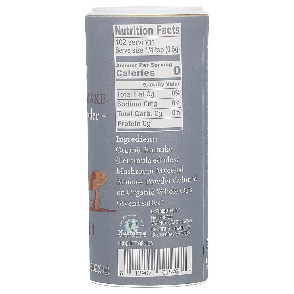 Органический порошок гриба шиитаке в шейкере, 51 г(1,8 унции)
