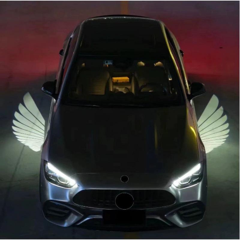 Проекционный свет в зеркале заднего вида Mercedes-Benz AMG для C, E, S-Class, GLC и GLB - Приветственный свет «Крылья Ангела».