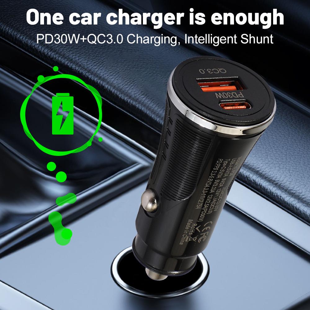 Автомобильное зарядное устройство с быстрой зарядкой PD48W, USB и Type-C, совместимо с Samsung и протоколом PPS