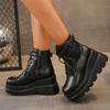 Autumn Women's Platform Shoes Round Toe Zip Punk Wedges Ankle Boots for Women Heeled Shoes Outdoor Roman Women's Boots Zapatos