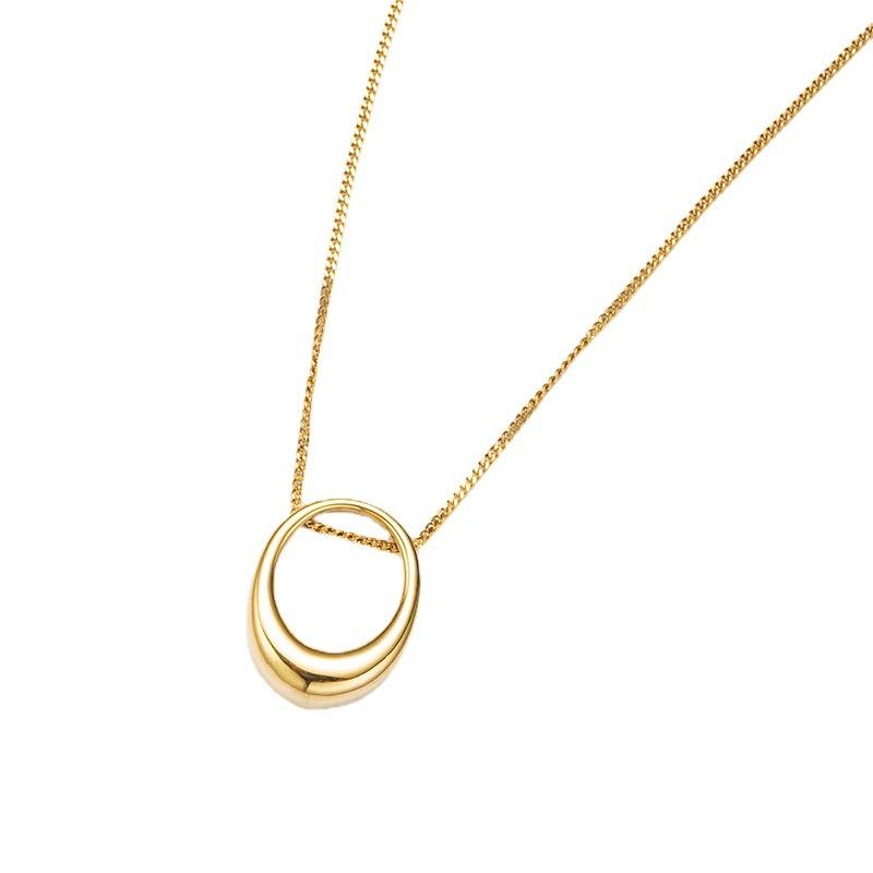 Ожерелье с простой геометрической овальной подвеской, нестандартная титановая сталь, темперамент, высококачественная ключичная цепочка, ожерелье из нержавеющей стали