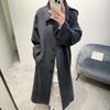 Oversized Wool Blend Coat Womens Long Woolen Outerwear 2025 Fall Grey Single-Breasted Casual Style