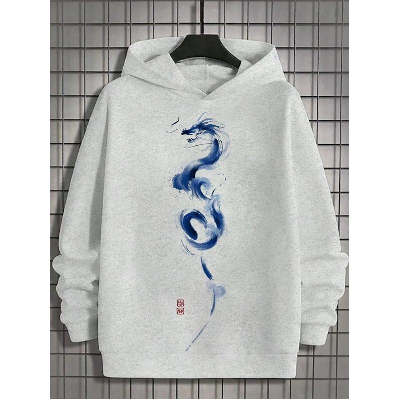 Осенние и зимние мужские толстовки с капюшоном в японском стиле Харадзюку, повседневные спортивные толстовки с узорами в стиле аниме, осень и зима