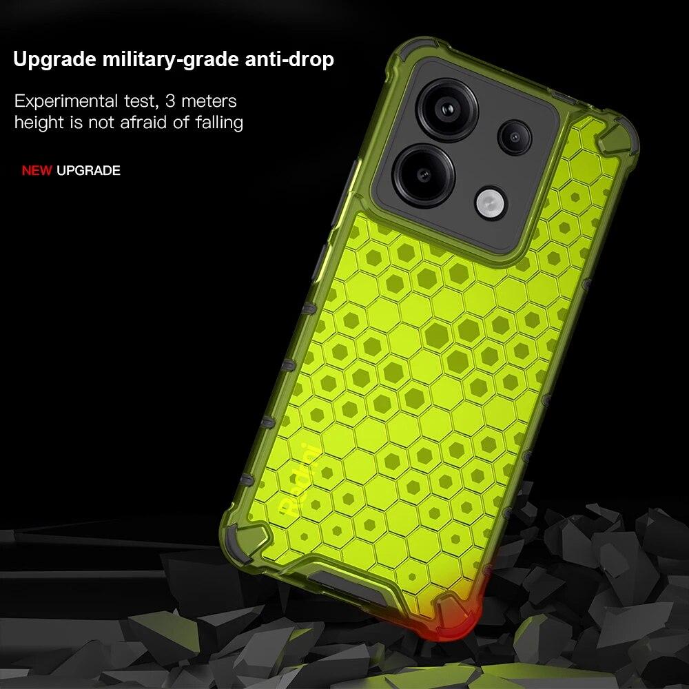 KEYSION Shockproof Armor Case for Redmi Note 13 Pro 5G Silicone+PC Transparent Honeycomb Phone Cover for Redmi Note 13 Pro+ 5G