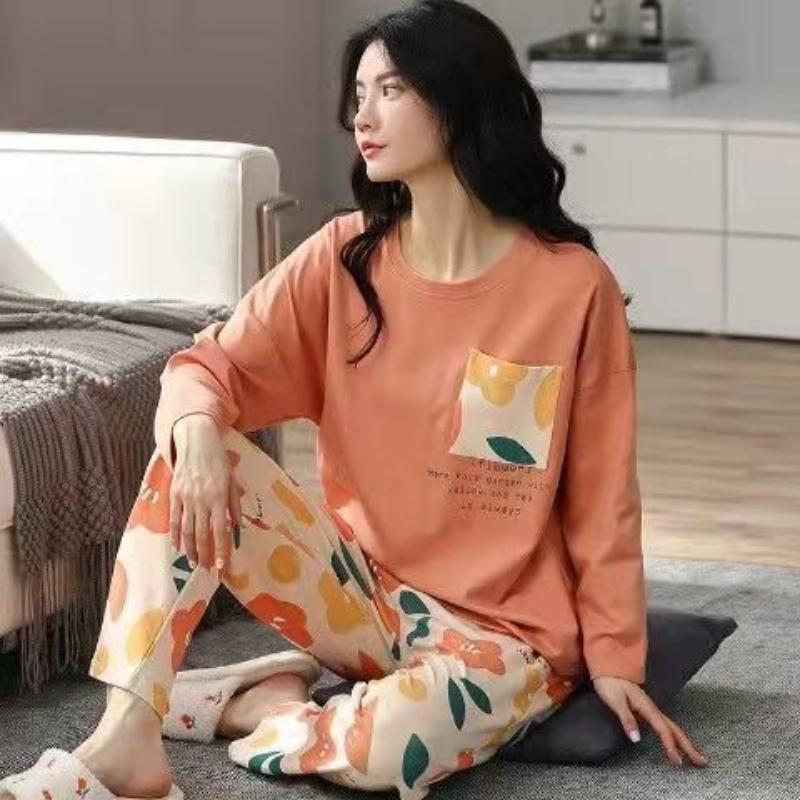 Plus Size Women's Korean Style Winter Pajamas Set, Long Sleeve Loose Fit Two-Piece Homewear, Casual Loungewear Suit for Indoor & Outdoor Wear