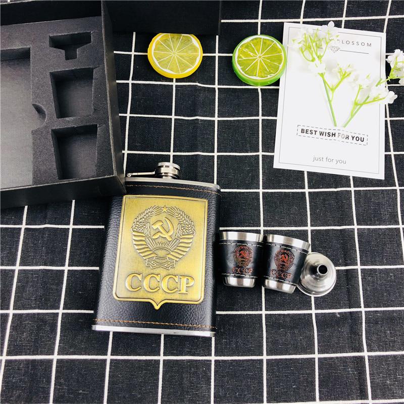 8 унций фляжка для виски 18/8 из нержавеющей стали для алкоголя и водки с подарочной коробкой и оберткой из искусственной кожи