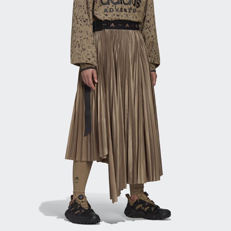 Adidas Юбка макси Originals X Hyke с асимметричным подолом, однотонная, средней посадки, со складками, женские юбки желто-коричневого цвета GP3042