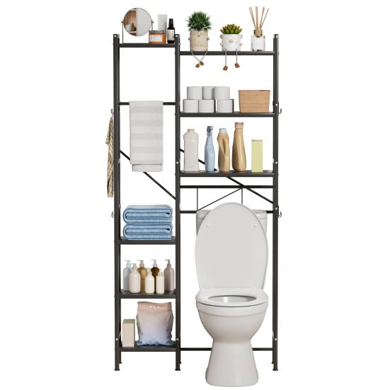 Above Toilet Storage Rack, 3-Tier Over The Toilet Shelf, Freestanding Bathroom Organizer Adjustable Storage Shelf Space Saver Rack for Restroom