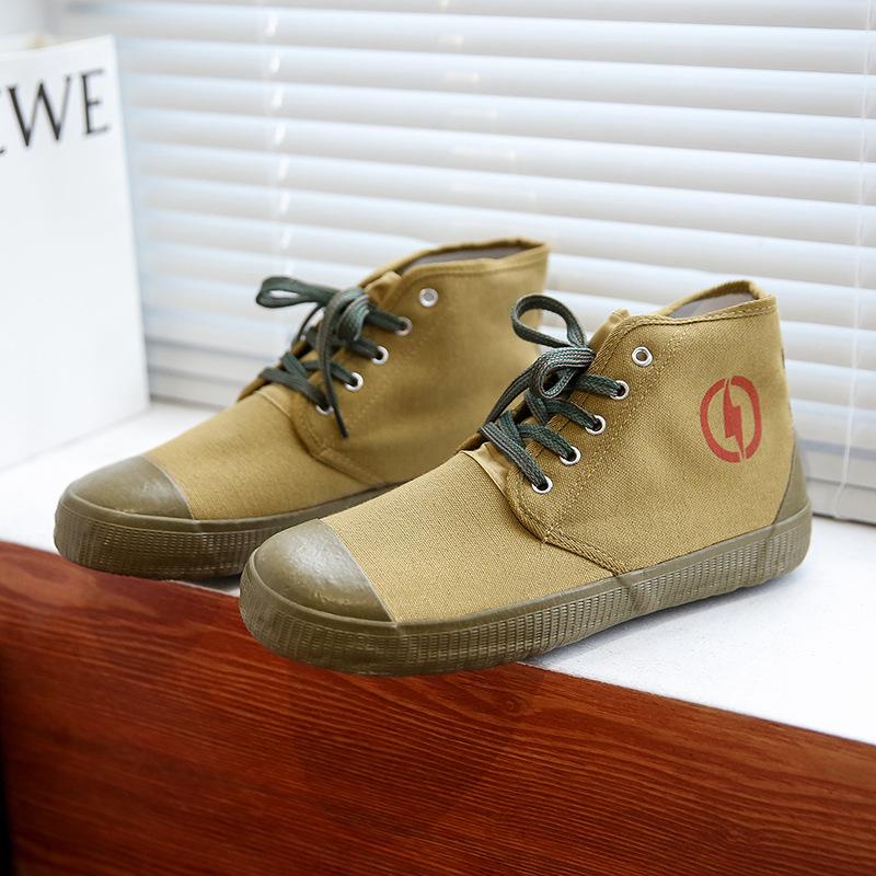 Изолированные парусиновые ботинки с высоким верхом для электриков - Дышащие, Нескользящие, На шнуровке, Защита труда.