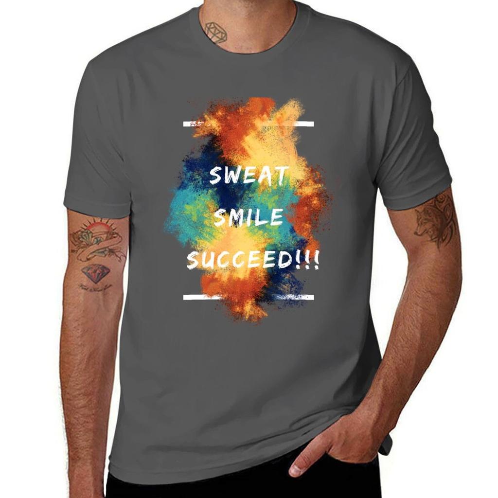Sweat Smile Succeed Tshirt Casual Streetwear Short Sleeve Tee Tshirt