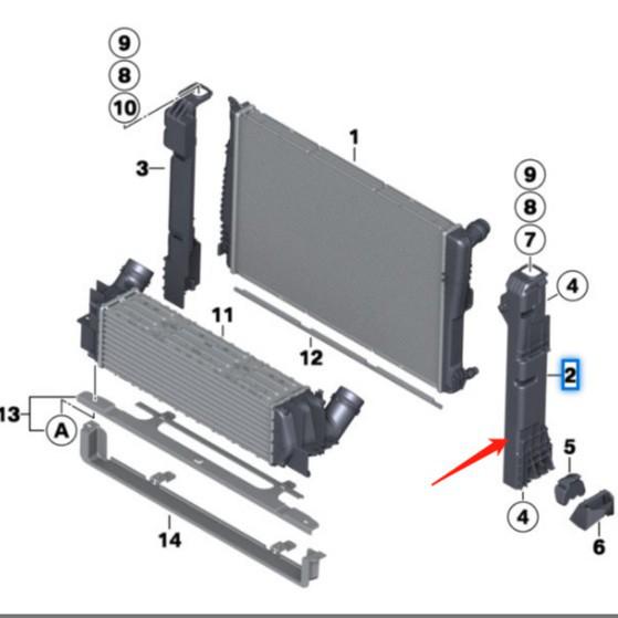 BMW X3 F25 Radiator Support Parts: 17117593838, 17117593839