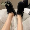 Women Modern Slippers Belt Buckle Retro Plus Velvet Thicken Keep Warm Waterproof Snow Shoes Winter 2024 New Fashion