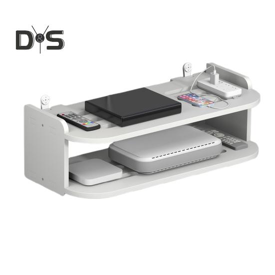 Wall Hanging Shelf Router Power Strip Organizer Double-Layer Design Strong Load-bearing Easy Installation Floating Rack Wall Mount Holder