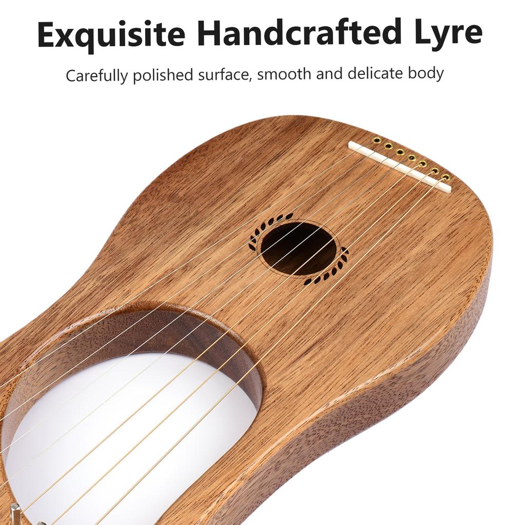 7-String Lyre Harp Ancient Lyres Terminalia Wood String Instrument with Carry BagCelsius Extra String SetCelsius Tuning WrenchCelsius Cleaning C