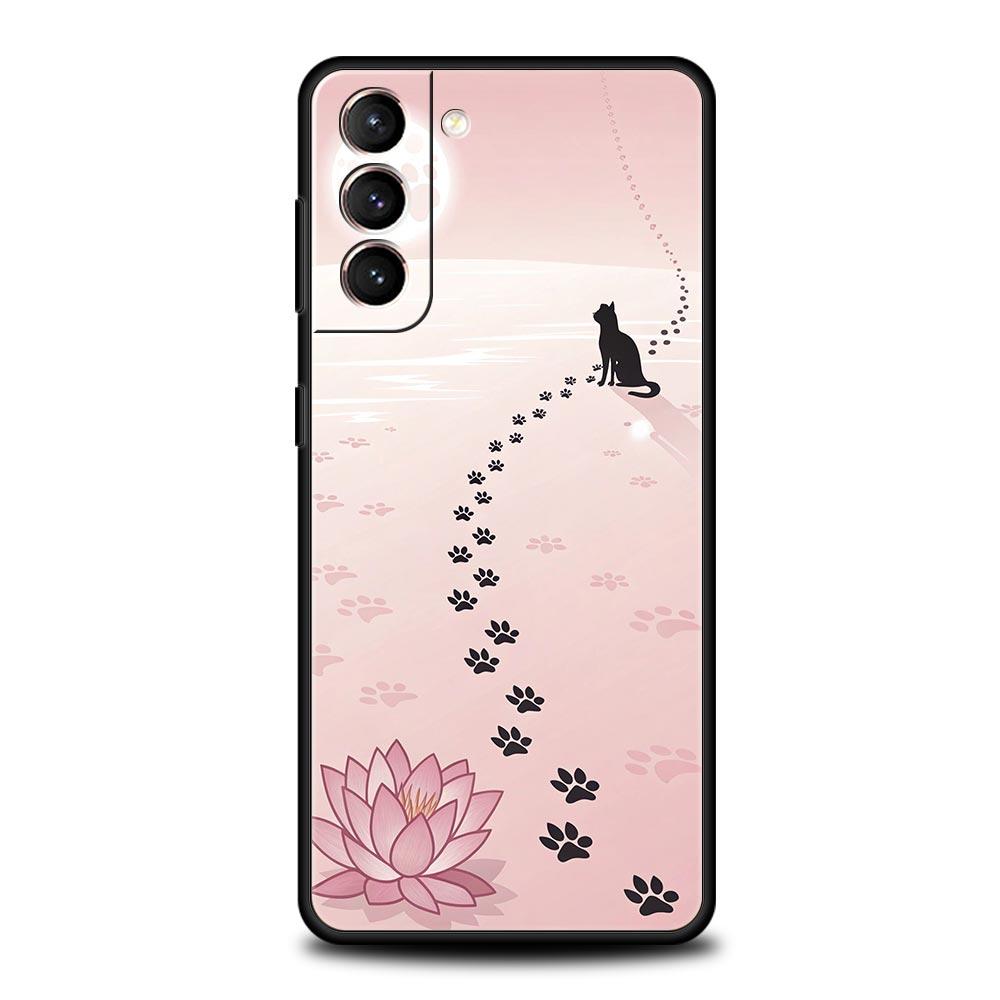 Абстрактный Креативный Милый Кот Линия Чехол для Телефона для Samsung Galaxy S26 S25 S24 S23 S22 S20 S21 FE Ultra S25 Edge Plus Мягкий ТПУ Чехол