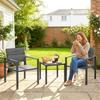 3 Pieces Garden Bistro Set For 2 Outdoor Bistro Table And Chairs With Metal Frame Plastic Patio Furniture Set