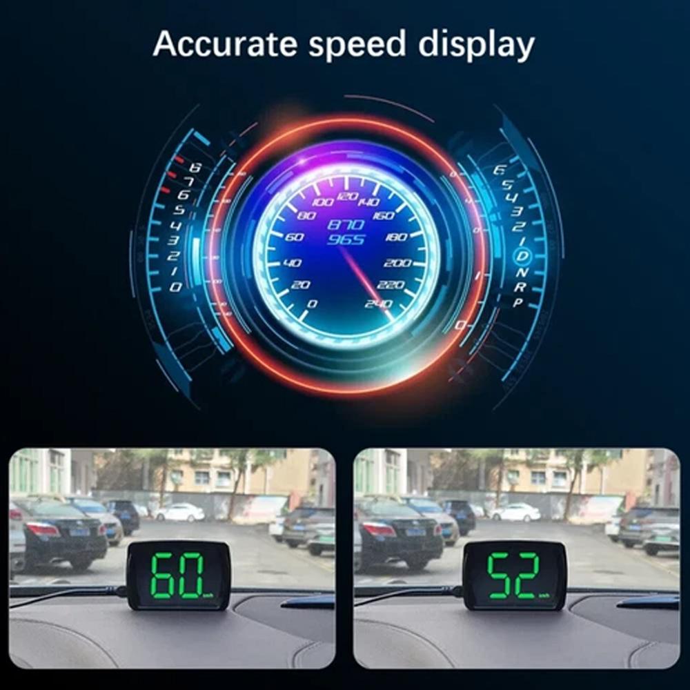 Универсальный HUD-дисплей на лобовое стекло автомобиля - Цифровой спидометр GPS с двойными чипами для км/ч/миль/ч, HD ЖК-дисплей Plug & Play