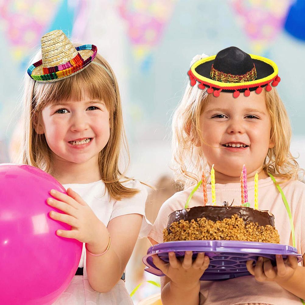 3 Pack Cinco De Mayo Fiesta Headbands Party Decorations Non Woven and Straw Sombrero Party Hats