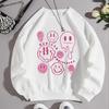 Valentine's Day Smile Print Crew Neck Pullover Loose Long Sleeve Sweatshirt