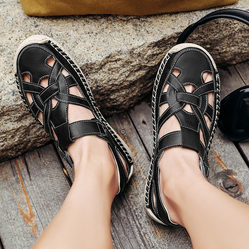 Summer Men's Leather Sandals Outdoor Slippers Sneaker Beach Rubber Flip Flops Men's Water Trekking Sandals