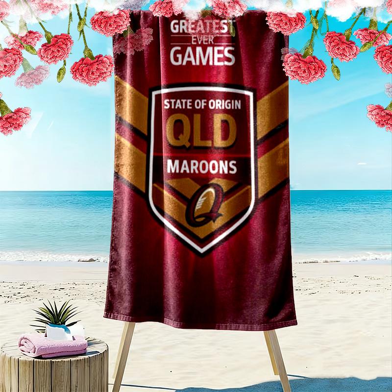 QLD Maroons Print Beach Towel, Large Soft Quick Dry Towel for Beach Camping Swimming