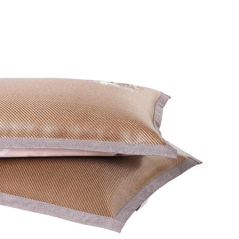 Summer Cool Rattan Pillow Mat & Pillowcase Set - Ice Silk Bamboo, Pair for Adults