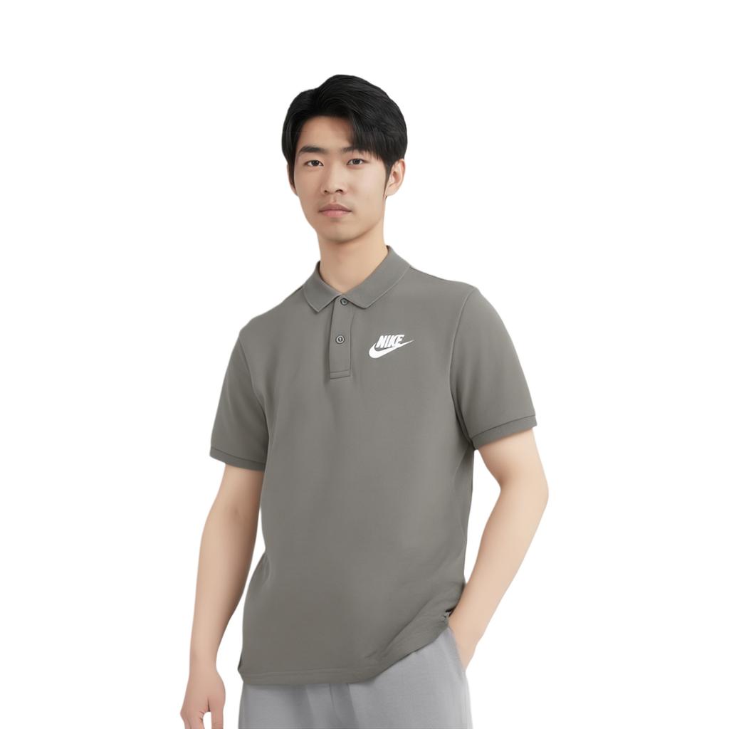 Nike Мужские рубашки-поло Хаки Воротник-поло Умеренный прямой крой DV9708-081