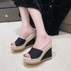 Women Shoes Summer  Slippers Fashion Retro Wedge Platform Beach Shoes Female Peep High Heels Sandalias Mules