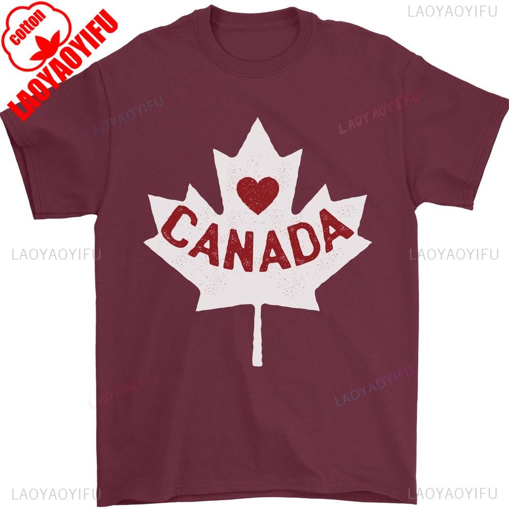 Canada Heart Tshirt Canadian Flag Unisex TShirt Maple Leaf Graphic Printed T Shirt Men Women Fashion Crewneck Cotton Tee Tops