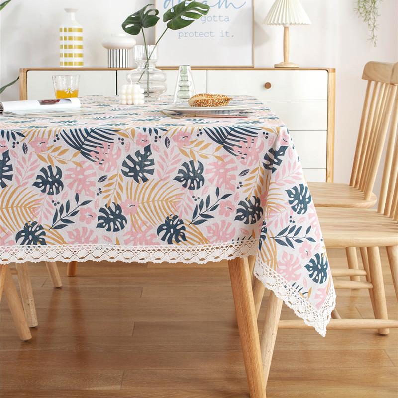 Полиэстер Хлопок Розовое Кружево Скатерть Скатерть для Кофейного Столика Скатерть Покрытие Полотенце