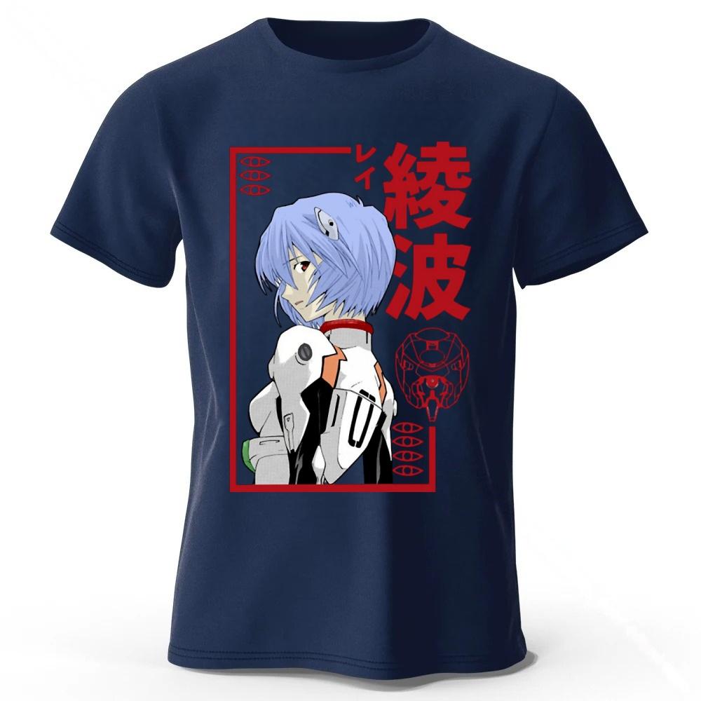 Аниме Neon Genesis Evangelion Rei Мемориальное издание Чистый хлопок Короткий рукав Мужчины Женщины Повседневная Свободная Удобная Спортивная Футболка