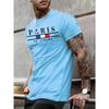 Men's 100% Pure Cotton Summer Loose Size PARIS Letter Pattern Print Casual Comfortable Round Neck Short Sleeved T-shirt Top