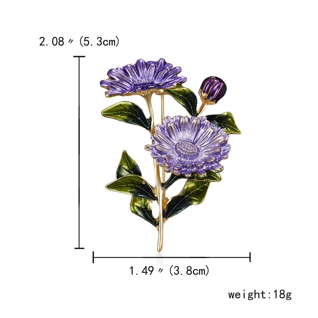 Rinhoo Elegant Daisy Flower Brooches For Women Fashion Sunflower Leaves Enamel Pins Floral Bouquet Badge Wedding Party Jewelry