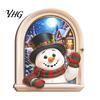 Natural Wood Holiday Accents Arch Wooden Christmas Fridge Magnet Set, Window Frame Magnetic Decor for Refrigerator Metal Surface, Festive Gift