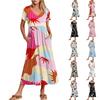 Women's Casual Dresses With Pockets, Flowing Maxi Skirt, Women's V Neck Short Sleeve Summer Maxi Dress