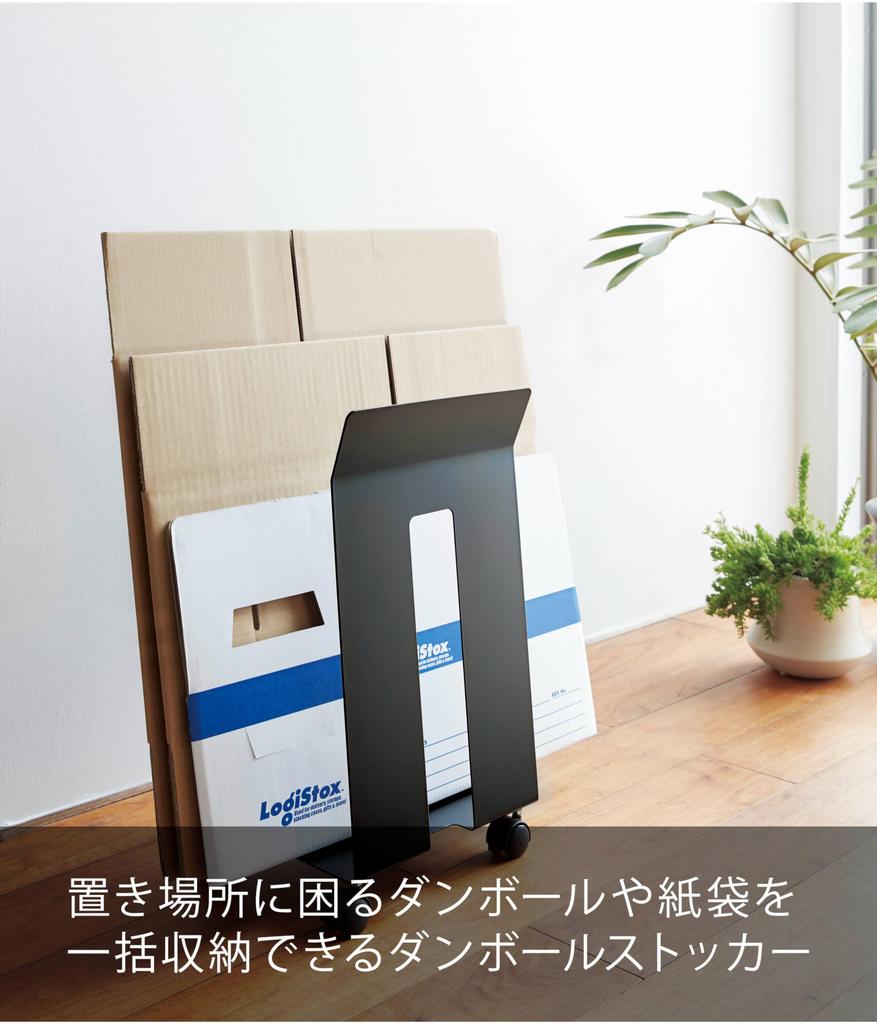 Yamazaki Cardboard Cardboard Paper Bag Stocker with 3302 Storage, & Frame, Black,