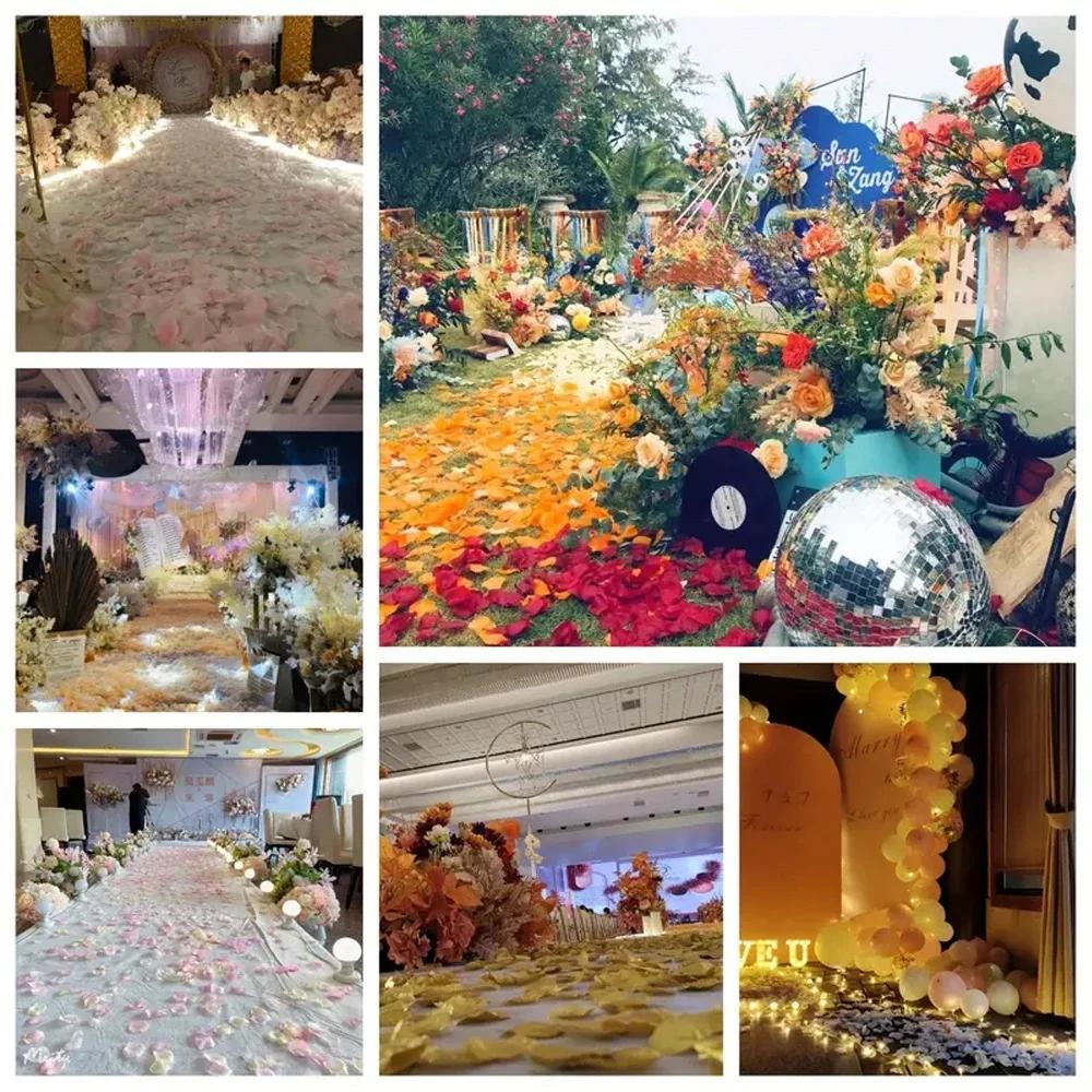 100/1000pcs Artificial Fake Rose Petals Colorful Simulation Silk Rose Petal For Valentines Day Wedding Party Romantic Decoration