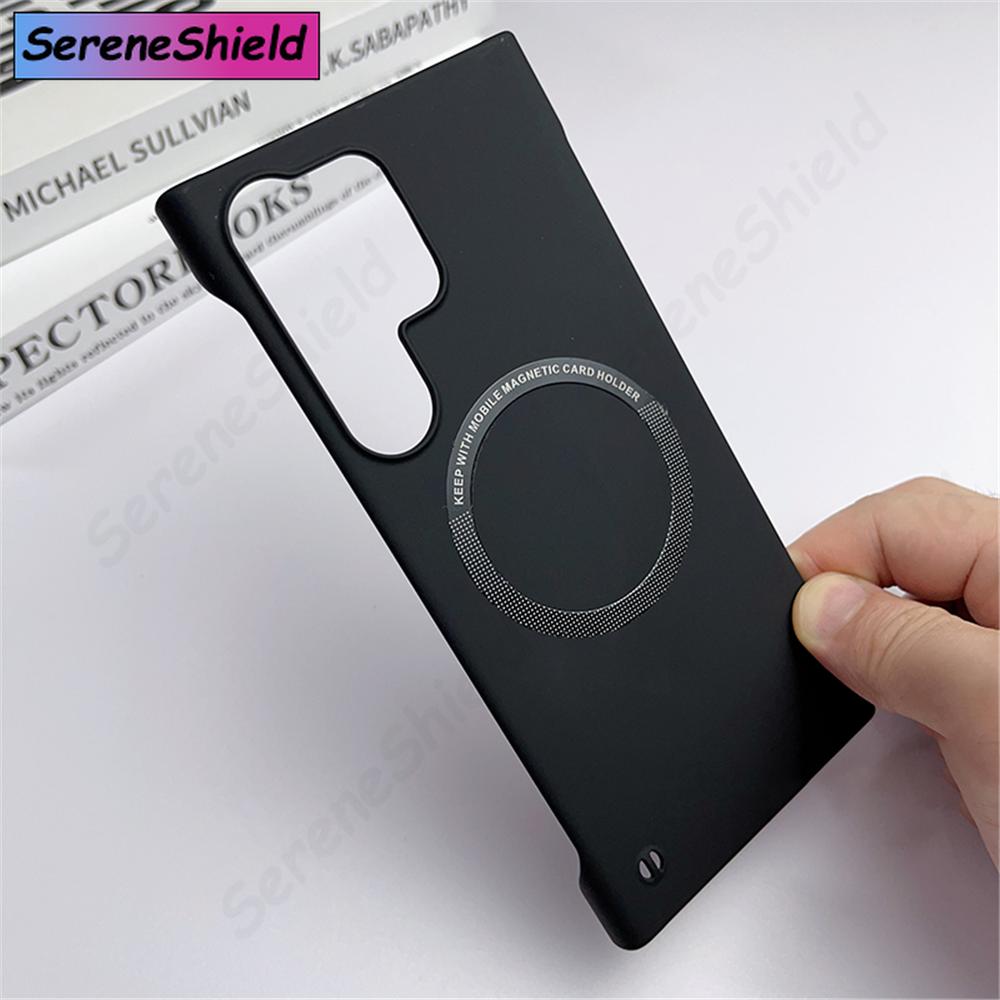 Роскошный Ультратонкий Безрамочный Магнитный Чехол Для Magsafe Для Samsung S26 S25 Edge S24 S23 Ultra S22 Plus S21 FE Тонкий Жесткий Матовый Колпачок