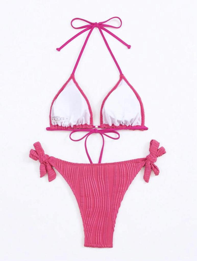 Женский европейский и американский сексуальный купальник-бикини однотонного цвета