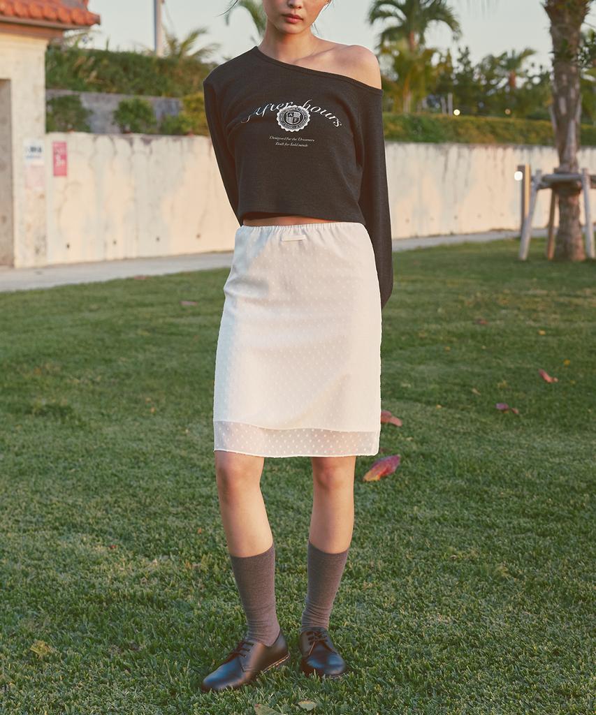 After Hours Chiffon Midi Skirt (White-Dot)