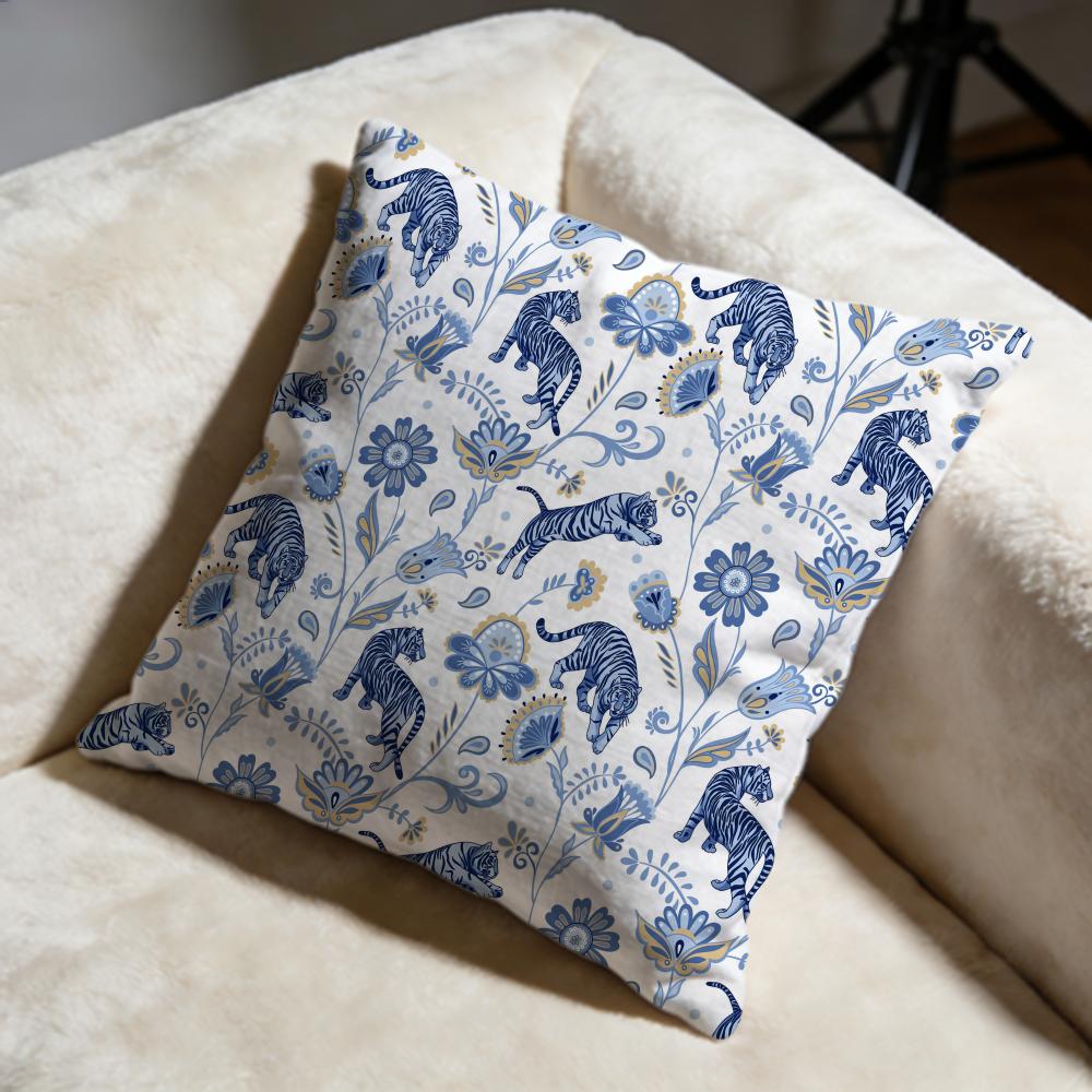 Tiger Cushion Cover Soft Decorative Pillow Case Suitable for Bedroom Sofa Car Travel Use