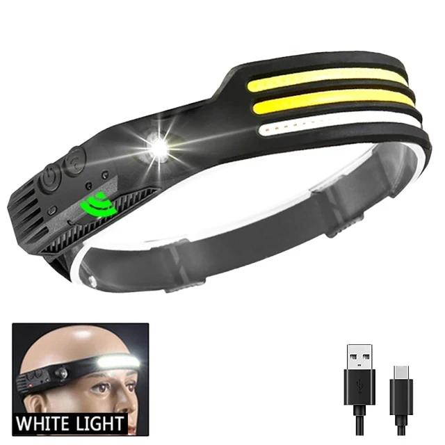 1-10Pcs Tricolor LED Sensor Headlamp Built-in Battery USB Rechargeable Head Flashlight Outdoor Camping Fishing Emergency Lamp
