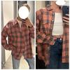 Розовые рубашки и топы в клетку, женская уличная одежда, повседневный топ в клетку с длинными рукавами, однобортная рубашка большого размера, женская