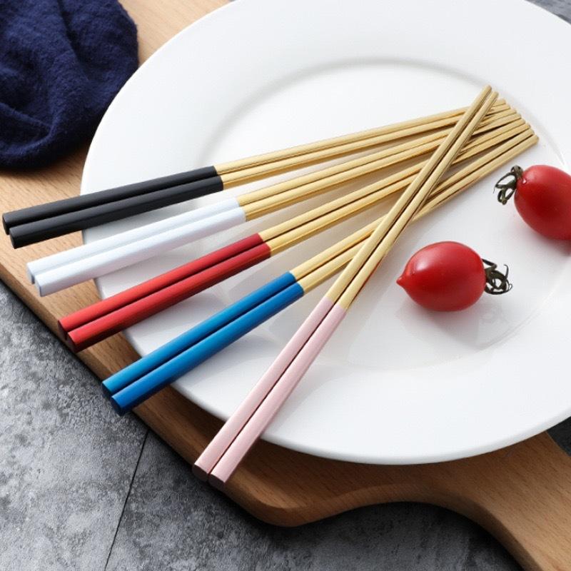 1 пара китайских палочек для еды из нержавеющей стали 304, нескользящие столовые приборы, квадратные палочки для суши, фаст-фуда, многоразовая посуда, кухонный инструмент