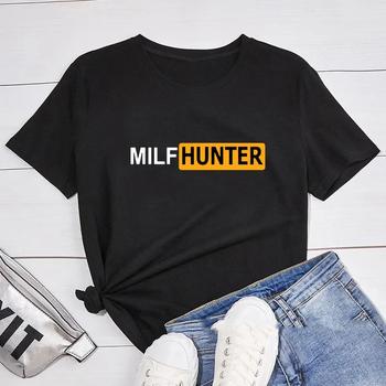 Футболка Milf Hunter Смешная Шутка Мужская с Коротким Рукавом Креативный Дизайн Мужские Топы Футболка Мужская Повседневная Уличная Одежда