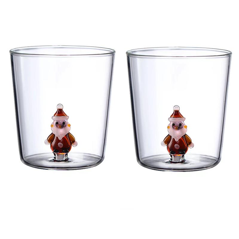 2/4 шт. 3D узоры Рождественский стеклянный набор чашек Кофейная кружка для вина Рождественский молочный стеклянный набор чашек для украшения дома Рождественский подарок 300 мл