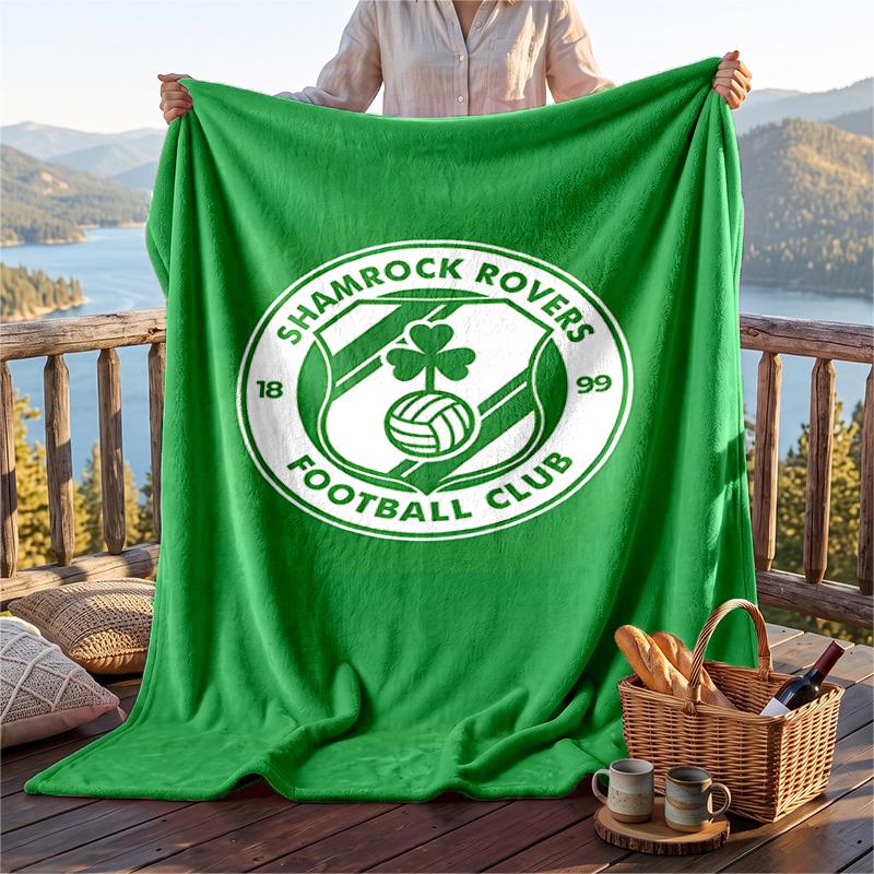 Warm Flannel Blanket Shamrock Rovers Pattern, Lightweight Comfortable Throw Blanket for Bed Sofa Use