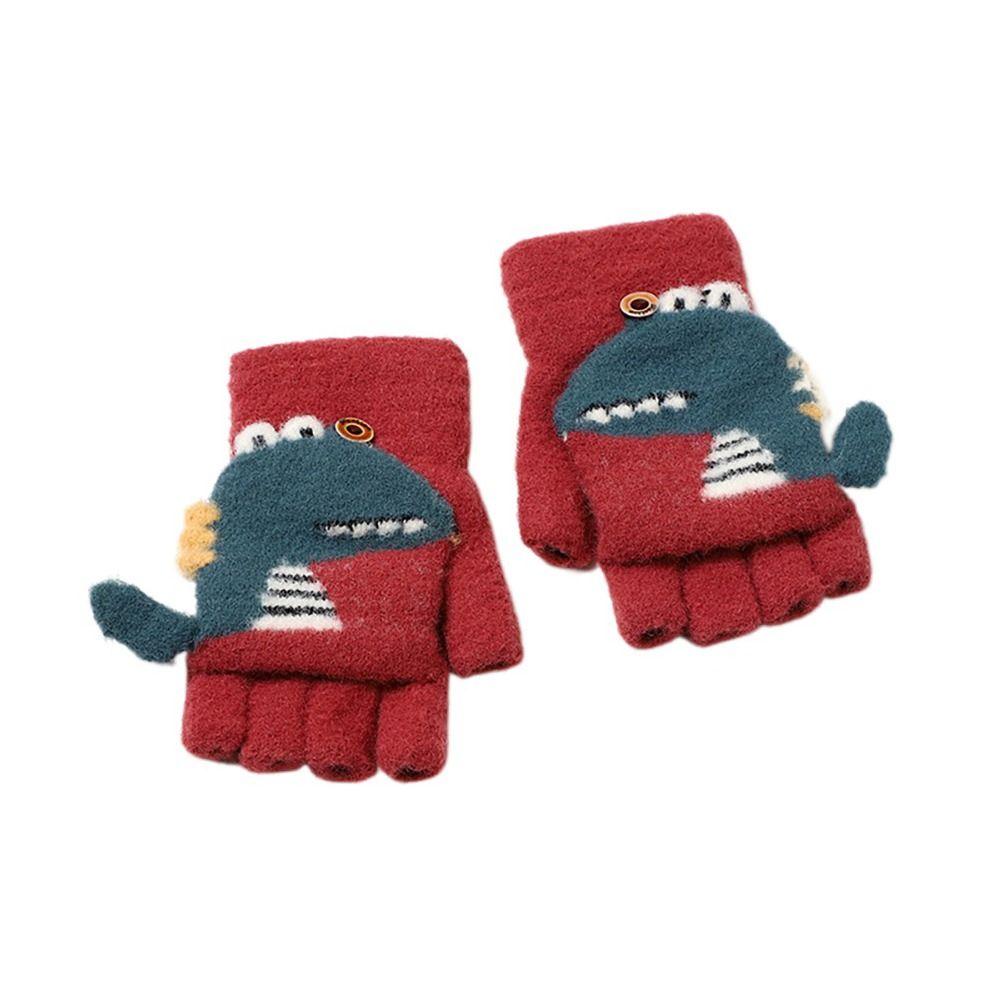 Вязаные варежки спицами Толстые варежки Милые перчатки без пальцев для мальчиков и девочек