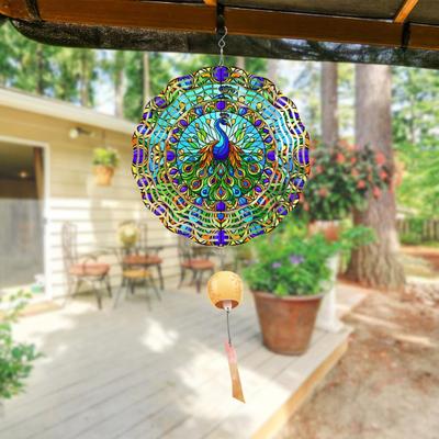 Yousheng 3D Wind Spinner Rainbow Подвесной Wind Spinner из нержавеющей стали Металлический кинетический художественный орнамент для внутреннего и наружного дворового декора сада